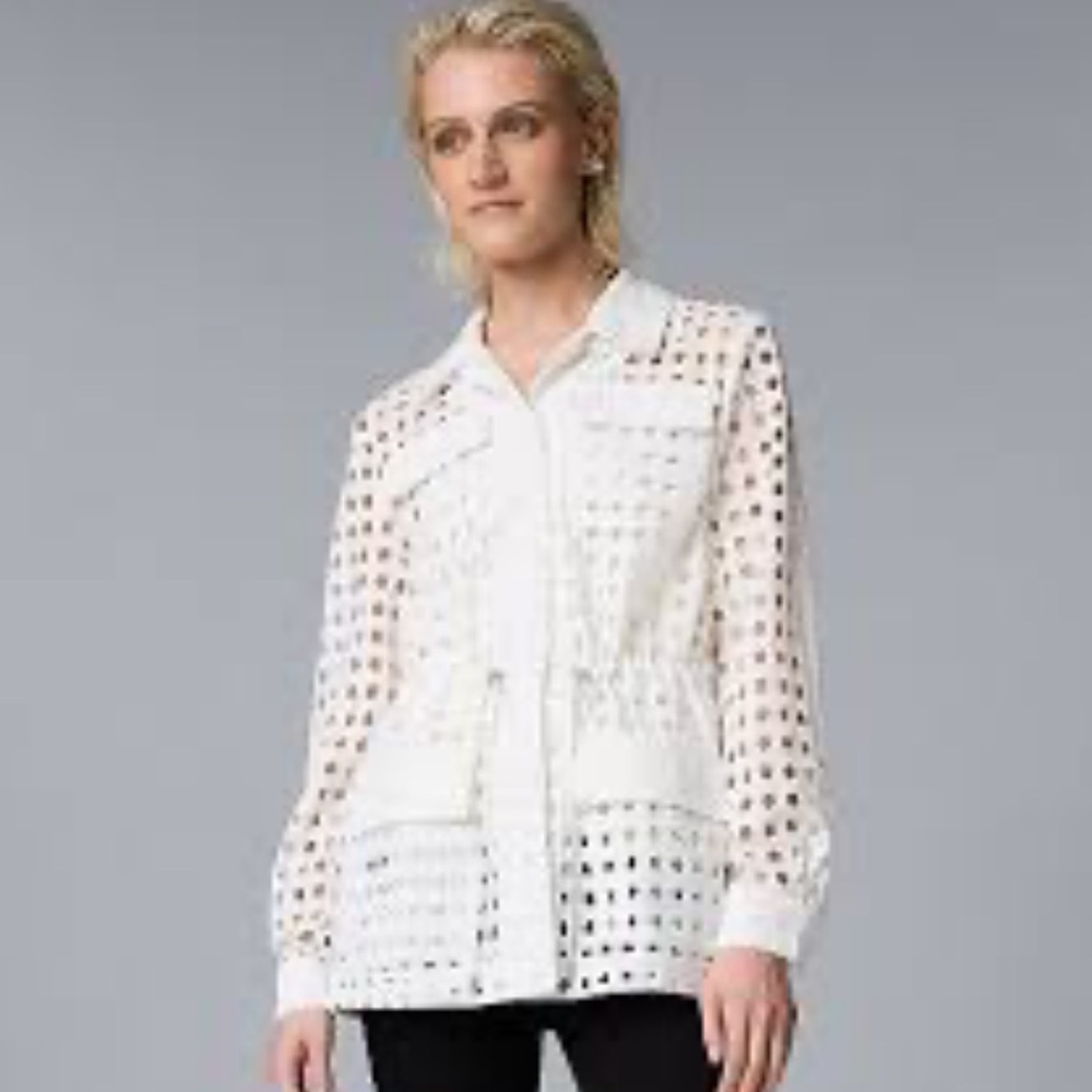 Vera vera wang White Eyelet Blouse / jacket